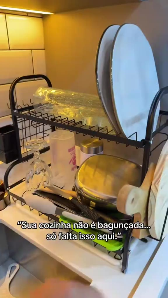 Escorredor Kitchen Rack Aço Inoxidável Organizador Louça Preto Pia Kitchen Rack 53cm Aço Ino