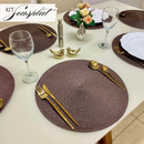 Kit 4/6 Peças Jogo Americano Redondo Sousplat Cozinha Jantar Descanso de Prato Sousplat Cozinha