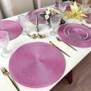 Kit 4/6 Peças Jogo Americano Redondo Sousplat Cozinha Jantar Descanso de Prato Sousplat Cozinha