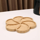 Tábua Petisco Tipo Bambu MDF FLOR Petisqueira com 6 DIVISÓRIAS para Frios Churrasco Amendoim Multiuso