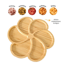 Tábua Petisco Tipo Bambu MDF FLOR Petisqueira com 6 DIVISÓRIAS para Frios Churrasco Amendoim Multiuso
