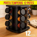 Porta Temperos Profissional Giratório 6/12 Potes Vidro com Tampa Dosadora Condimentos Imediato