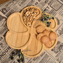 Tábua Petisco Tipo Bambu MDF FLOR Petisqueira com 6 DIVISÓRIAS para Frios Churrasco Amendoim Multiuso