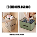 KIT2 Caixa Organizadora Dobrável com Tampa – Organizador Multiuso para Roupas, Brinquedos e Documentos