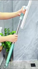 Rodo de Silicone Cabo 100CM/140CM Para Limpeza de Piso Vidros Com Gancho Secos e Molhados Uso Duplo Vassoura Mágica