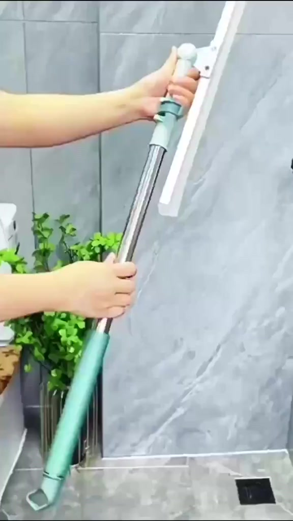 Rodo de Silicone Cabo 100CM/140CM Para Limpeza de Piso Vidros Com Gancho Secos e Molhados Uso Duplo Vassoura Mágica