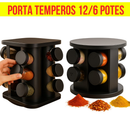 Porta Temperos Profissional Giratório 6/12 Potes Vidro com Tampa Dosadora Condimentos Imediato
