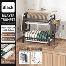 Escorredor Kitchen Rack Aço Inoxidável Organizador Louça Preto Pia Kitchen Rack 53cm Aço Ino